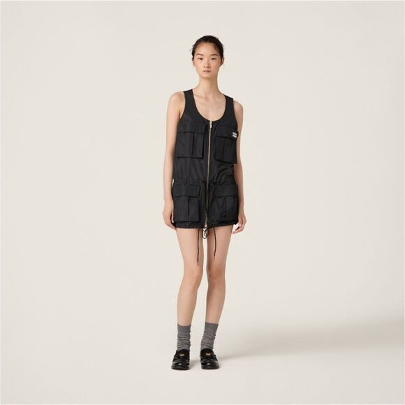 Miu Miu Technical Fabric Black  Sleeveless Vest/Dress with Gold Zipper Detail. - Picture 1 of 16